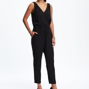 Old Navy Black Jumpsuit with Pockets and Tie Waist